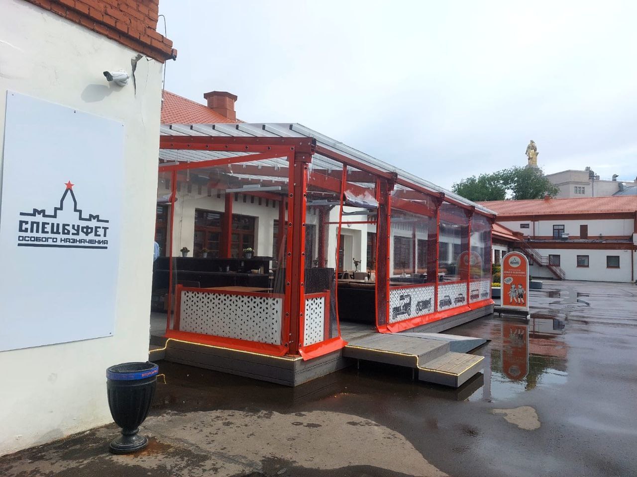 ПВХ шторы для летней террасы кафе в городе Кондрово